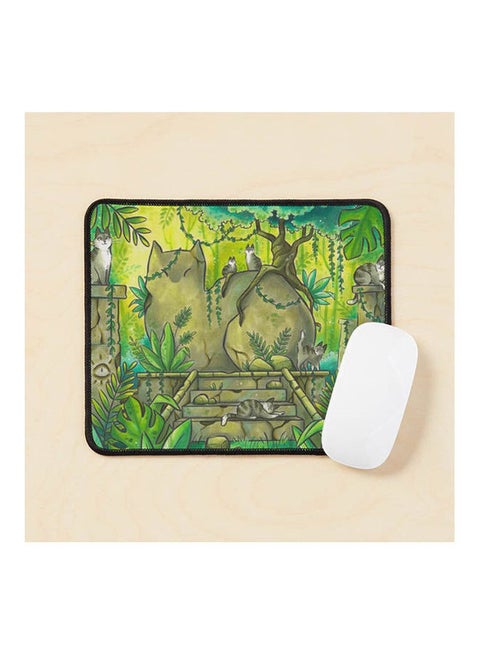 Jungle Cat Ruins Mouse Pad Multicolour
