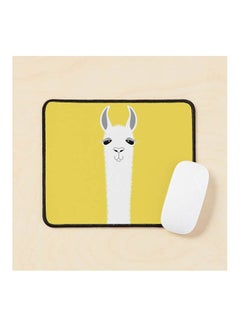 Llama Portrait On Illuminating Yellow Mouse Pad Multicolour