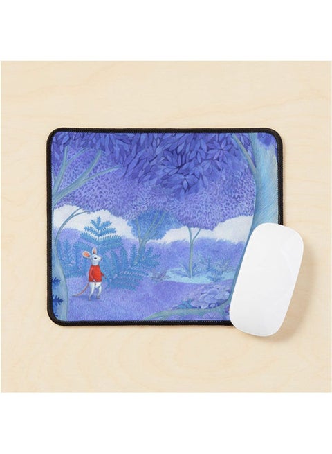 Little Mouse In A Mysterious Blue Forest Mouse Pad Multicolour