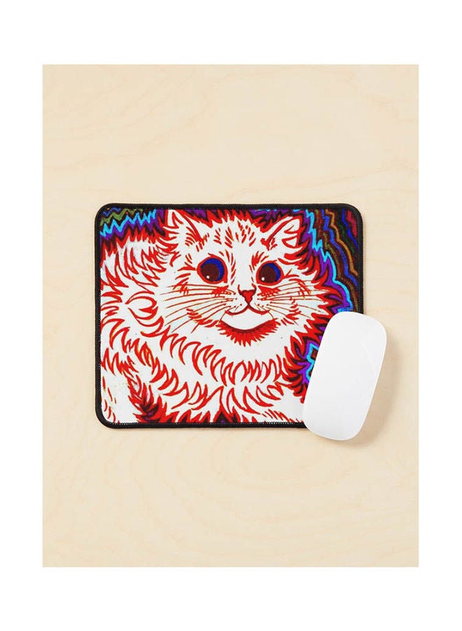 Orange Cat Vintage Louis Wain Abstract Psychedelic Print Mouse Pad Multicolour
