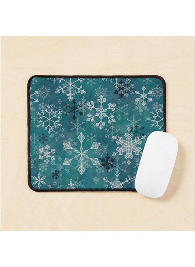 Snowflake Crystals In Teal Mouse Pad Multicolour
