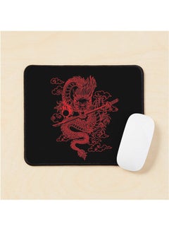 Red Chinese Dragon With Black Background Mouse Pad Multicolour