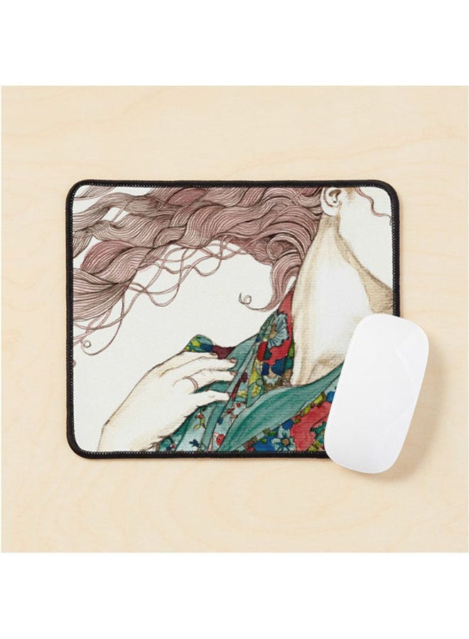Her Green Scarf Mouse Pad Multicolour 