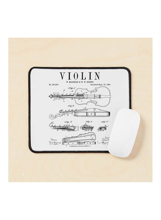 Violin Old Vintage Patent Drawing Print Mouse Pad Multicolour