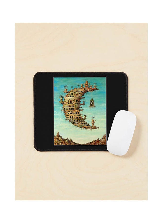 Vintage Living On The Moon Abstract Painting Print Mouse Pad Multicolour