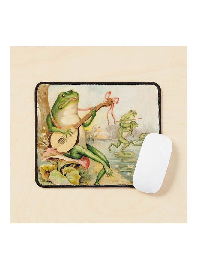 Frog Strumming Vintage Abstract Entertainment Print Mouse Pad Multicolour