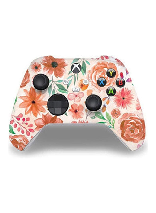 غطاء حماية بتصميم زهور بلون برتقالي وألوان مائية لذراع التحكم من سلسلة إكس بوكس