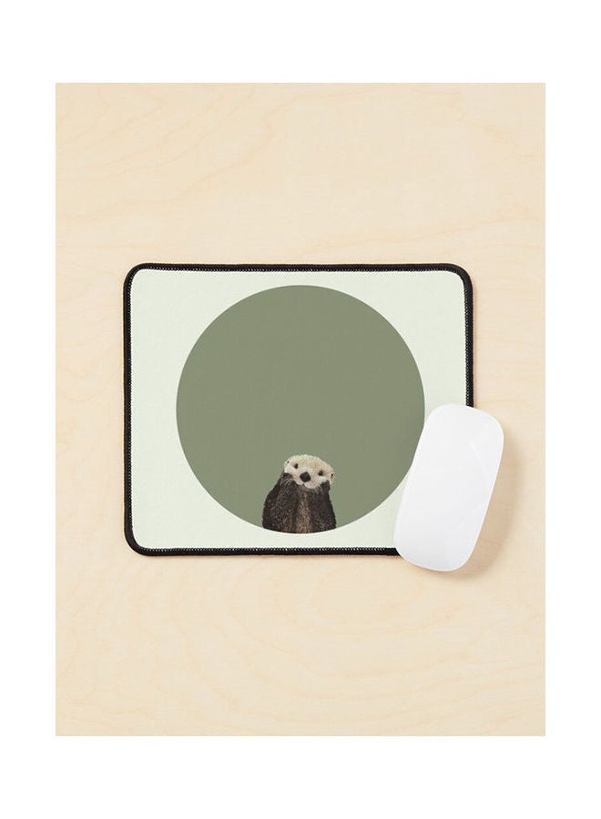 Cute Sea Otter On Sage Green Solid Minimalist Clean Coastal Adorable Mouse Pad Multicolour 