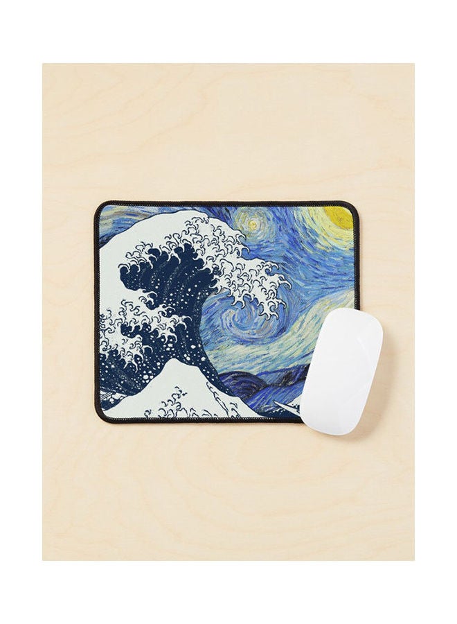 Great Wave Off Kanagawa Starry Night Mouse Pad Multicolour