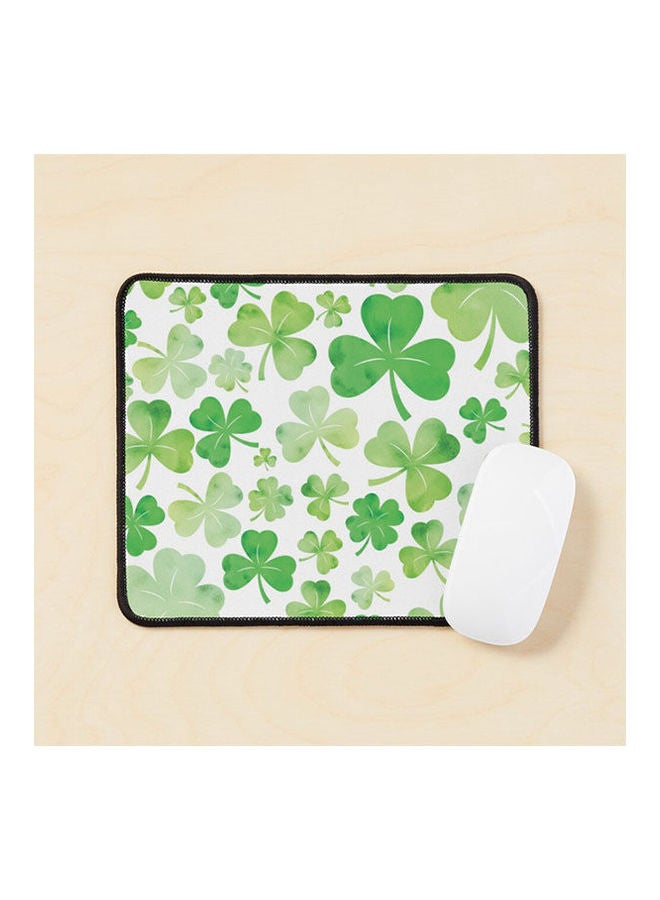 St Patricks Day Green Watercolour Shamrock Pattern Mouse Pad Multicolour