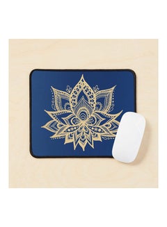 Generic Gold And Blue Lotus Flower Mandala Mouse Pad Multicolour 