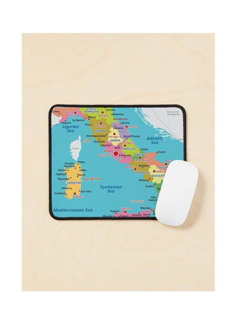 Italy Map With Regions And Main Cities Mouse Pad Multicolour
