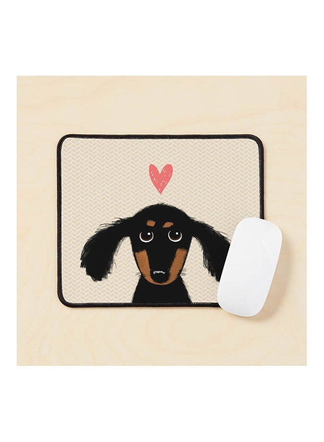 Dachshund Puppy Love Cute Black And Tan Wiener Dog With Heart Mouse Pad Multicolour