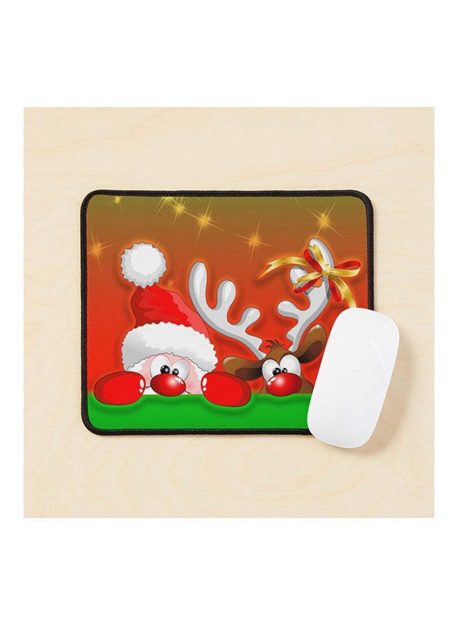 Funny Christmas Santa And Reindeer Cartoon Mouse Pad Multicolour