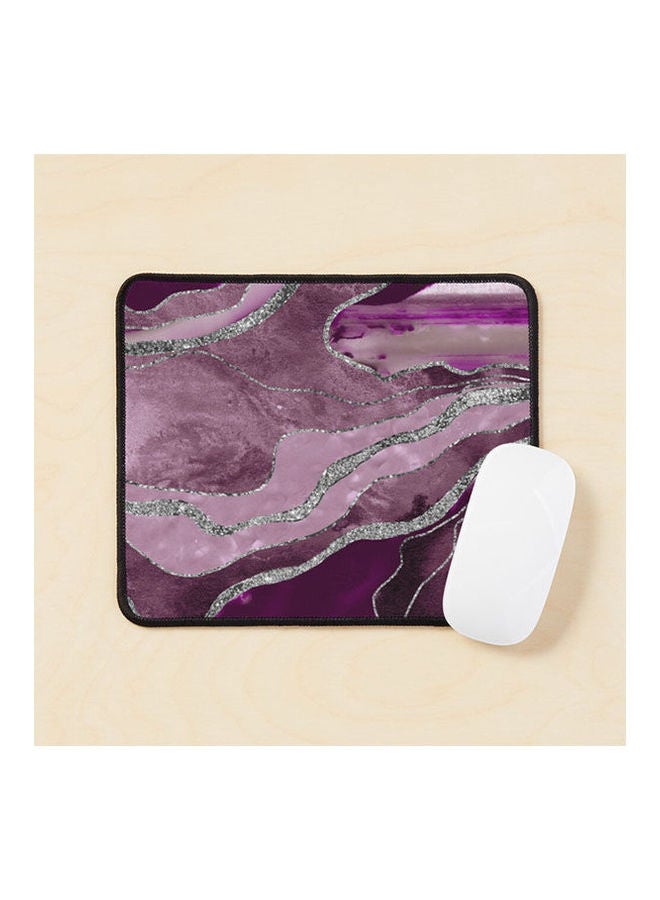 Mauve Pink Marble Agate Silver Glitter Glam 1 Faux Glitter Decor Art Mouse Pad Multicolour