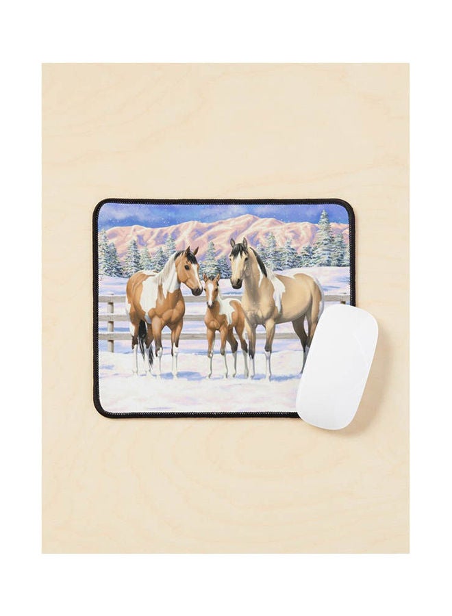 Buckskin Pinto Dun Paint Quarter Horses In Snow Mouse Pad Multicolour
