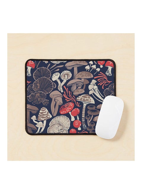 Mystical Fungi Midnight Background And Coral Wild Mushrooms Mouse Pad Multicolour