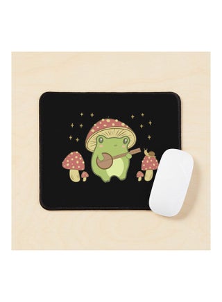 Cute Frog Playing Banjo With Mushroom Hat Cottagecore Frog Mouse Pad Multicolour - v1643476799/N52503377A_1