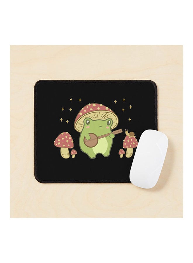 Cute Frog Playing Banjo With Mushroom Hat Cottagecore Frog Mouse Pad Multicolour