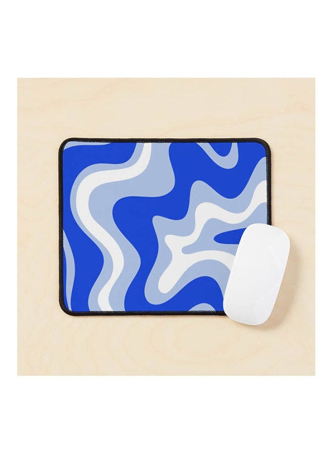 Generic - Retro Liquid Swirl Abstract Pattern Royal Blue Light Blue And White Mouse Pad Multicolour - Image 1