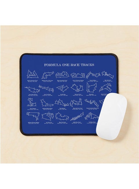 F1 Race Tracks White Stencil No Background Mouse Pad Multicolour