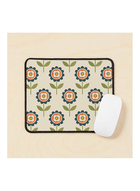 Retro Daisy And Cream Mouse Pad Multicolour