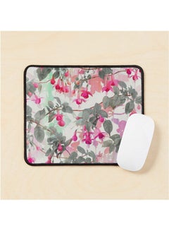 Rainbow Fuchsia Floral Pattern With Grey Mouse Pad Multicolour