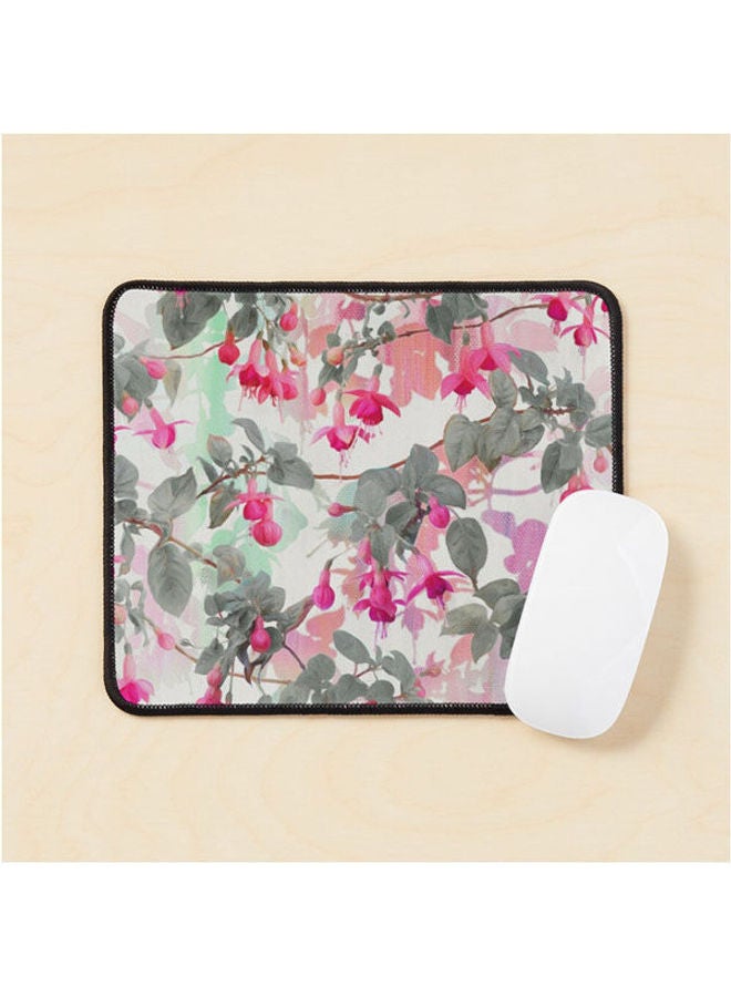 Generic - Rainbow Fuchsia Floral Pattern With Grey Mouse Pad Multicolour - Image 1