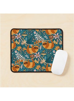 Happy Boho Sloth Floral Mouse Pad Multicolour