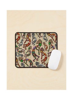 Kokopelli Rainbow Colors On Tribal Pattern Mouse Pad Multicolour
