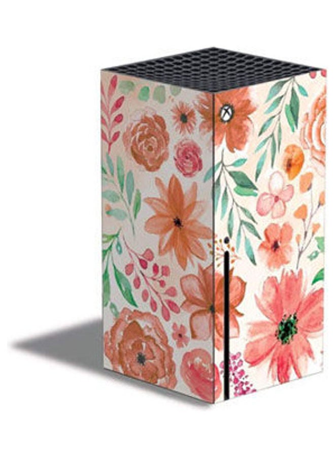 Orange Watercolor Flowers Skin For Xbox Series X