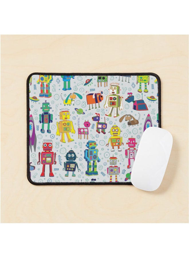 Generic Robots In Space Grey Fun Robot Pattern Mouse Pad Multicolour 