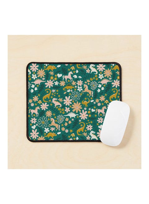 Dinosaur Unicorns On Emerald Mouse Pad Multicolour