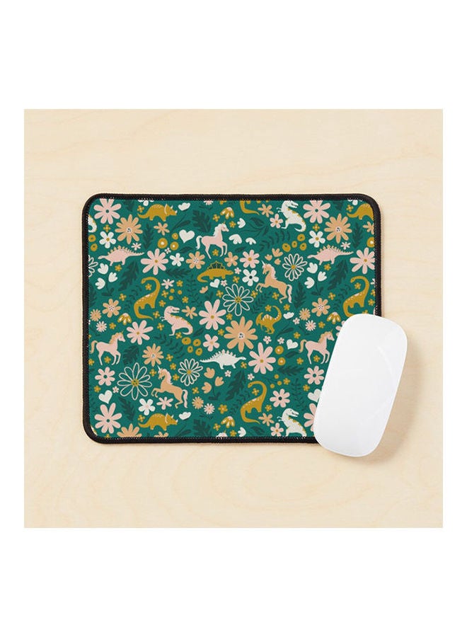 Dinosaur Unicorns On Emerald Mouse Pad Multicolour