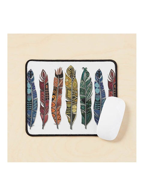Boho Rainbow Feathers Mouse Pad Multicolour