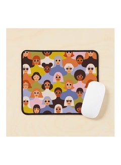 Generic Female Diverse Faces Of Different Ethnicity Pattern In The Style Of The 70S Mouse Pad Multicolour 