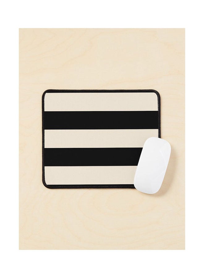 And Almond Cream Stripes Tasteful Minimalist Color Block Pattern Mouse Pad Black