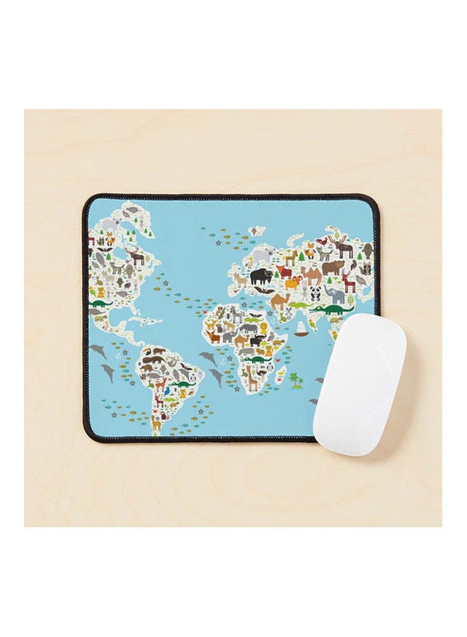 Animal World Map Mouse Pad Multicolour