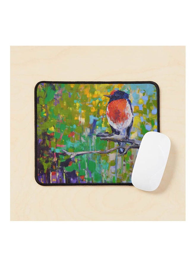Crested Robin In Paradise Expressive Painting Mouse Pad Multicolour