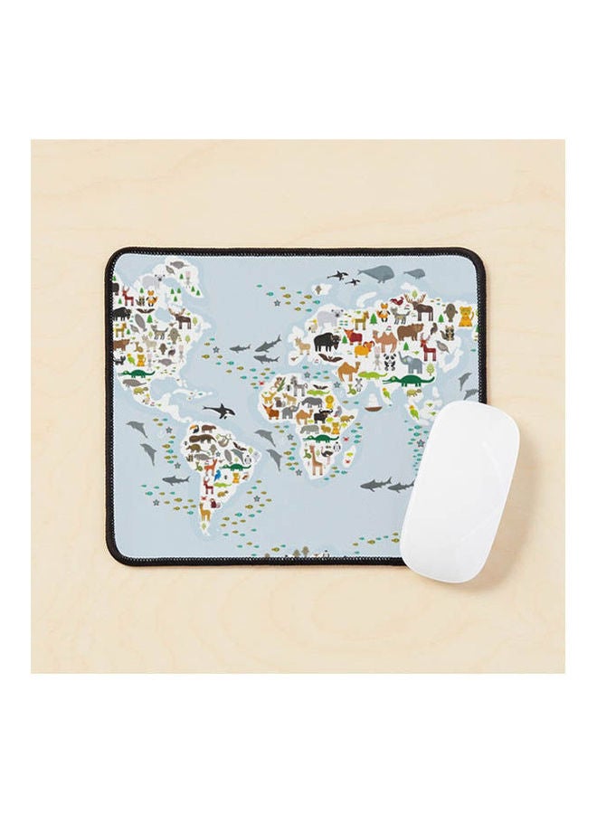 Cartoon Animal World Map For Children And Kids Animals From All Over The World Mouse Pad Multicolour