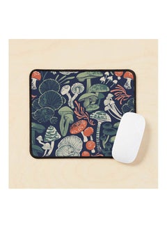 Generic Copy Of Mystical Fungi Midnight Blue Background Sage And Forest Green Orange Wild Mushrooms Mouse Pad Multicolour 