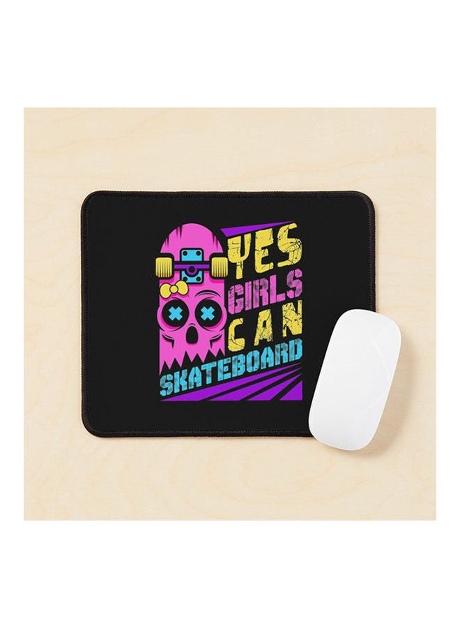 Yes Girls Can Skateboard Mouse Pad Multicolour