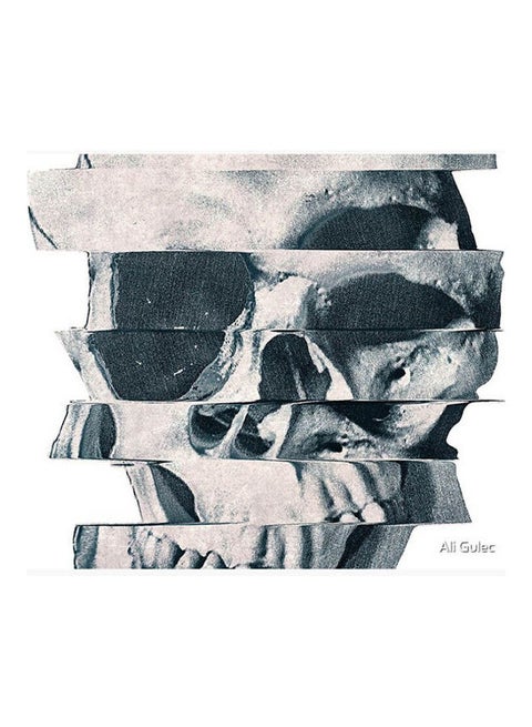 Glitch Skull Mono Mouse Pad Multicolour