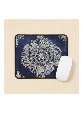 Cream Floral Moroccan Pattern On Deep Indigo Ink Mouse Pad Multicolour - v1643478138/N52500430A_1