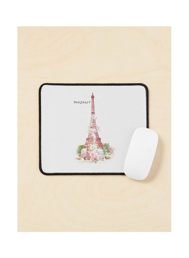 Vintage Girly Pink Flowers Paris Eiffel Tower Mouse Pad Multicolour