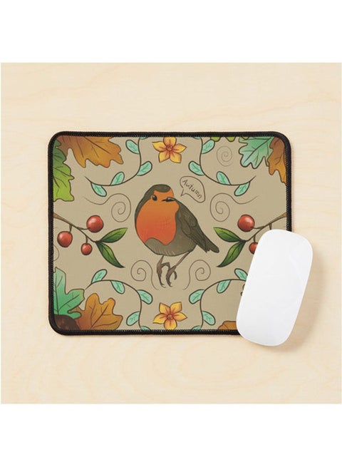 Autumn Robin Pattern Mouse Pad Multicolour