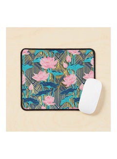 Generic Art Deco Lotus Flowers In And Navy Mouse Pad Multicolour 
