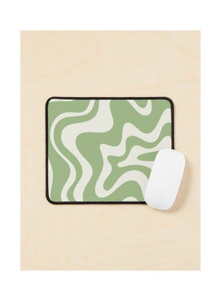 Retro Liquid Swirl Abstract Pattern In Light Sage Green And Cream Mouse Pad Multicolour - v1643478801/N52505905A_1