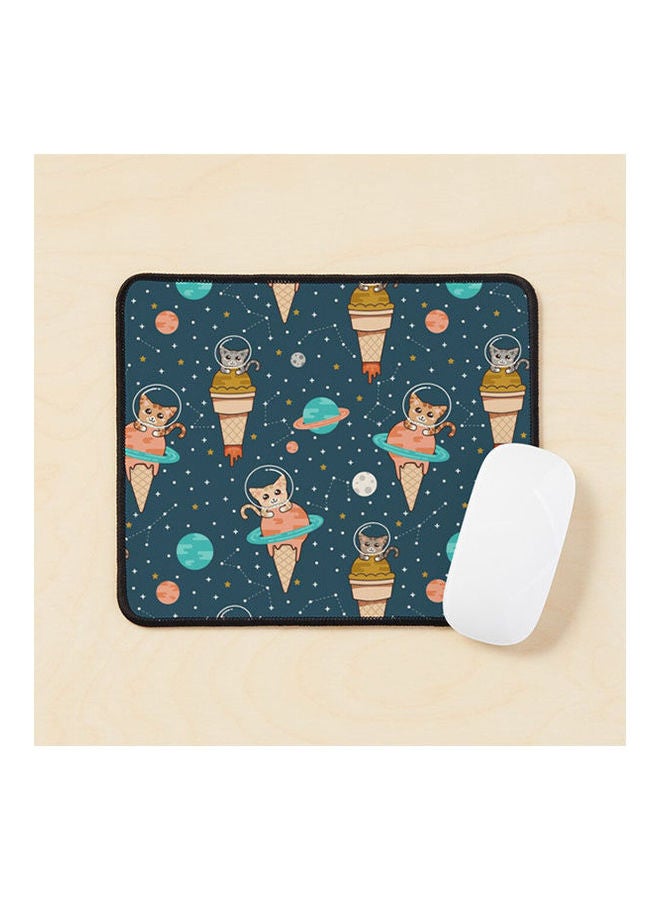 Cats Floating On Ice Cream In Space Mouse Pad Multicolour