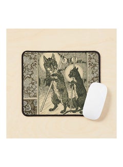 Generic The Cat And The Fox Forest Animals Black White Floral Mouse Pad Multicolour 